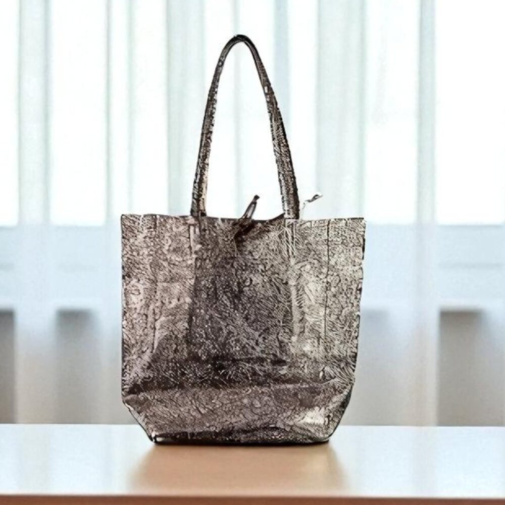Anita Gold Italian Leather Women’s Handbag – Designer Shopper Tote Bag